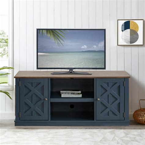 navy blue corner tv stand.